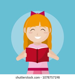 School girl reading a book