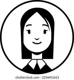 School girl round avatar. Female profile picture