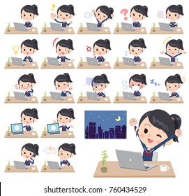 school girl Sailor suit. Desk work