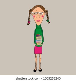 school girl stady vector