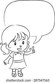 school girl talk with blank speech bubble