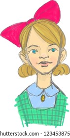 School girl vector character concept sketch