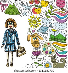 School girl. Vector illustration