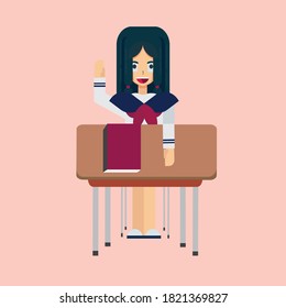 School Girl Yami Conceptual Design Ilustration Vector