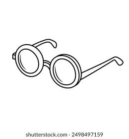 School glasses doodle icon. Professor eyewear accessory. Line art symbol.