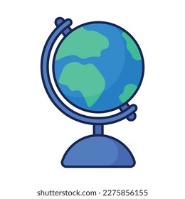 School globe cartoon icon vector illustration. School globus map icon. Education icon concept illustration