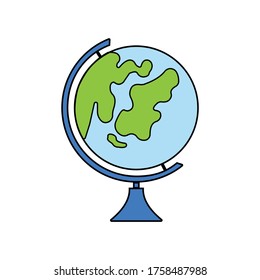 school globe, color vector illustration in flat style, icon, design, decoration