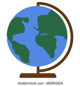 School Globe, earth model icon, vector illustration flat style design isolated on white. Colorful graphics