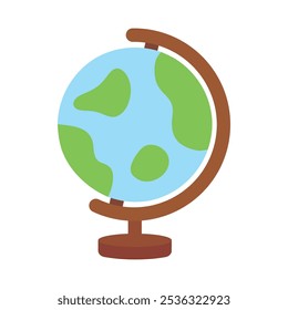 Globo escolar. Educación, académico, aprendizaje escolar, mapa del mundo, geografía, concepto de conocimiento. Ilustración de diseño aislado de Vector plano.