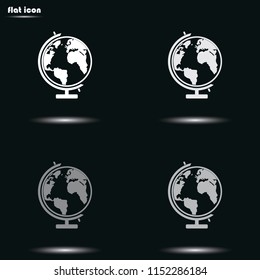 School globe flat grayscale vector icon.