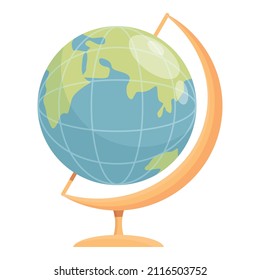 School globe icon cartoon vector. World map. Planet stand