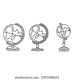 School globe icon hand draw line outline
