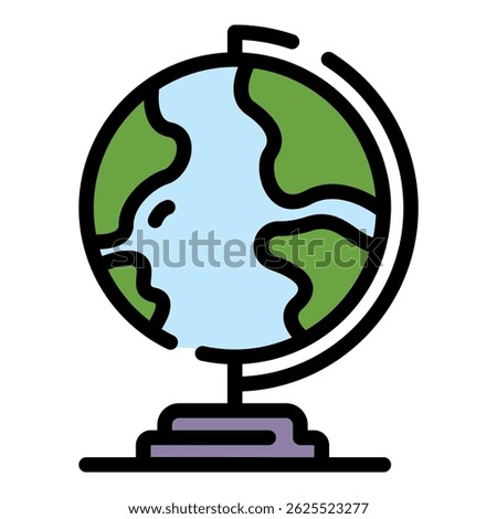 School globe icon. Outline school globe vector icon color flat isolated
