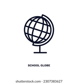 school globe icon. Thin line school globe icon from education and science collection. Outline vector isolated on white background. Editable school globe symbol can be used web and mobile