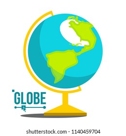 School Globe Icon Vector. Geography Earth Sphere Sign. Cartography Model. Travel Object. Isolated Flat Cartoon Illustration