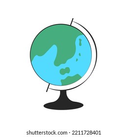 School Globe isolated on white background for geography, travel, logistic, ecology, education. Vector illustration