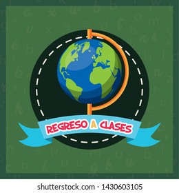 school globe map regreso a clases vector illustration