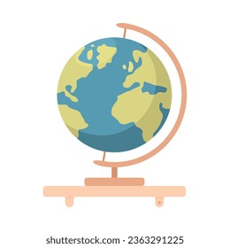 School Globe Model on Leg for Study Vector Illustration