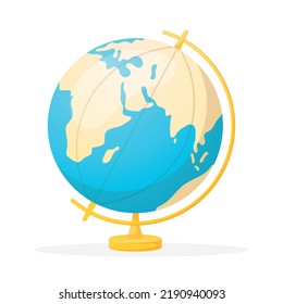 School globe, model of the planet Earth. Vector isolated cartoon illustration.