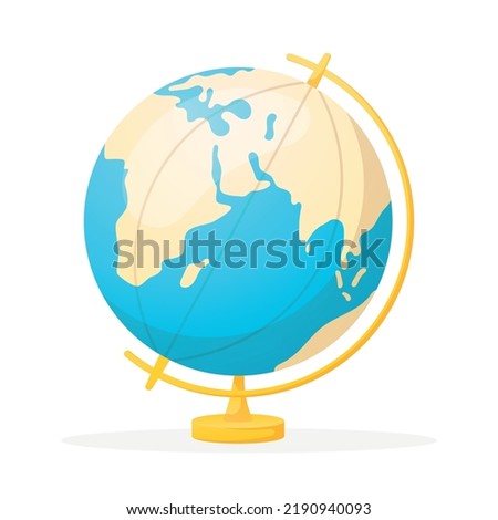 School globe, model of the planet Earth. Vector isolated cartoon illustration.