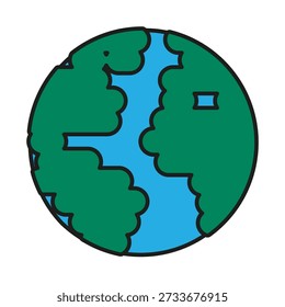 Schulkugel steht. Modell des Planeten Erde mit Kontinenten für die Untersuchung der Struktur der Hydrosphäre und Kontinente. Futuristisch gestreichelte Schatten und Highlights, Vektor einzeln auf weißem Hintergrund