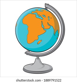 School globe on a white background. Vector illustration.
