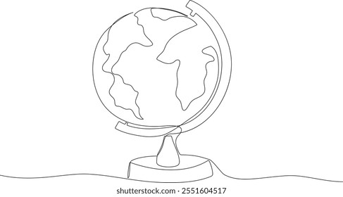 School globe one line sketch. Hand drawn doodle vector illustration isolated on white background