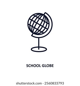 school globe outline icon.  Thin line icon from education collection. Editable vector isolated on white background