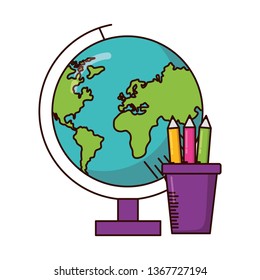 school globe pencils