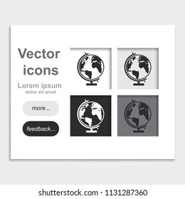 School globe placed on web page template flat vector icon.