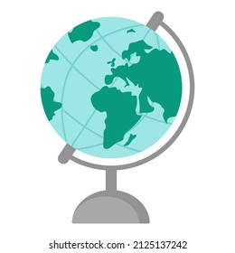 School globe planet earth. Geography learning tool isolated on white background. Vector illustration in flat style