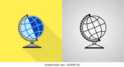 School globe sign icon set: flat, solid. Vector