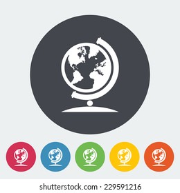 School globe. Single flat icon on the circle. Vector illustration.