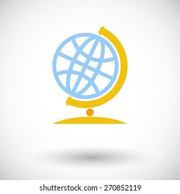 School globe. Single flat icon on white background. Vector illustration.