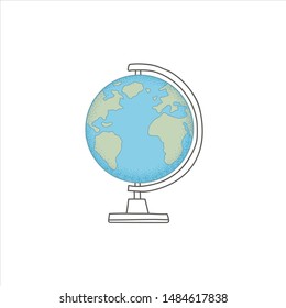 School Globe. A symbol of the globe. Color Vector Illustration by hand.