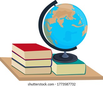 school globe and textbooks, subjects for study. The concept of education.