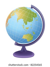 school globe, view on asia, vector