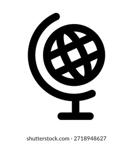 Schule Globus Moderne Linie Symbol. Professionelles minimales Vektorsymbol, das die Bildungsgeographie und das globale Wissen repräsentiert.
