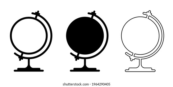 School globus vector icon set. Education symbol. World globe pictogram sign.