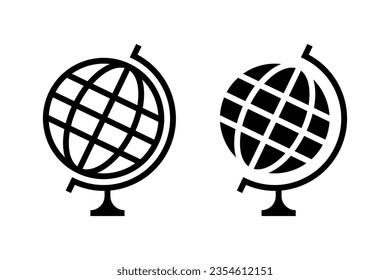 School globus vector icon set. Globe model symbol