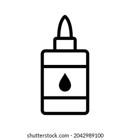 School glue or adhesive bottle line art vector icon for apps and websites