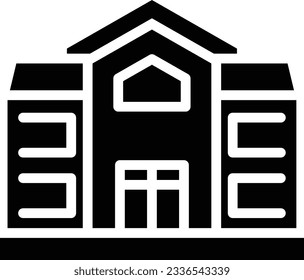 School Glyph Icon - Single Icon, Vector