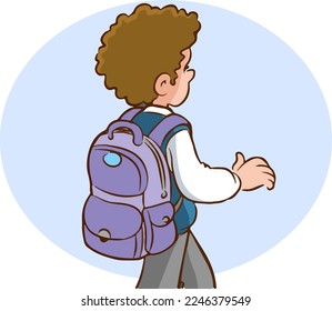 school going boy cartoon vector