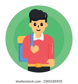 A school going kid icon in flat design 