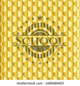 School gold badge. Scales pattern. Vector Illustration. Detailed.