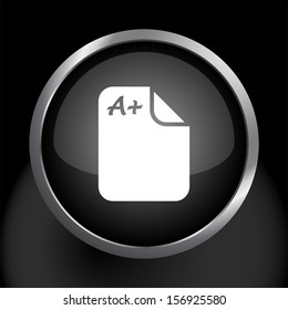 School Grade Icon Symbol with Glass Button Background