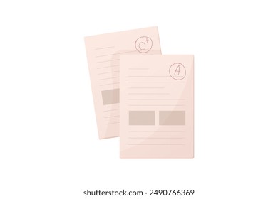 School grade sheet. study, textbook isolated on white background. 