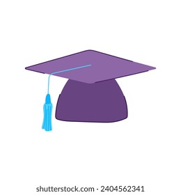 school graduation hat cartoon. education academy, study black, tassel graduate school graduation hat sign. isolated symbol vector illustration