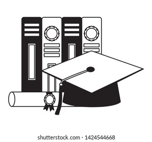 School Graduation Hat Certificate Books Vector Stock Vector (Royalty ...