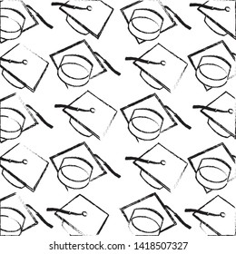 school graduation hat eduaction background vector illustration